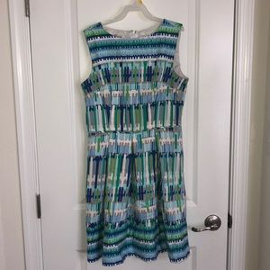 Blue and green sleeveless dress